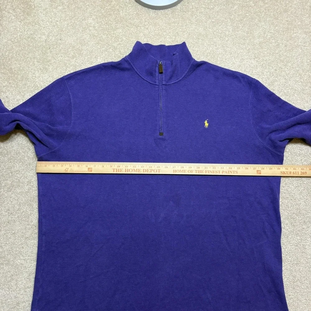 Polo Ralph Lauren Sweater Mens 3XB Big Purple Cotton 1/4 Zip Mock Neck Pony